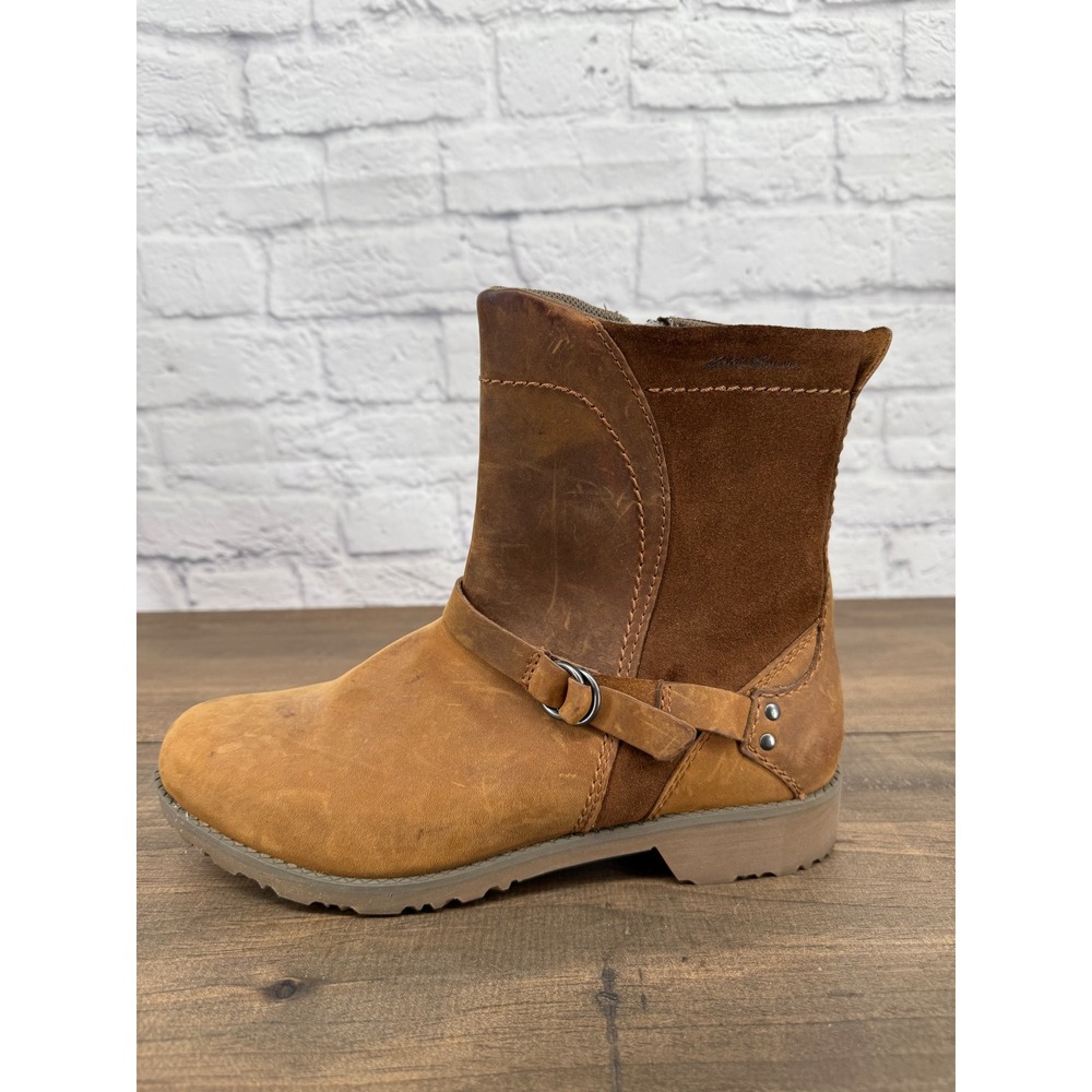 Eddie Bauer Women's Covey Leather Ankle Boots Brown Waterproof Zip‎ Moto Size 9 - Picture 11 of 15
